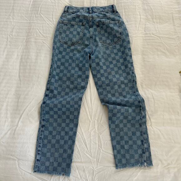 PacSun Eco Checkerboard High Waisted Straight Leg Jeans 100% Cotton SIze 23x26 - Picture 2 of 8